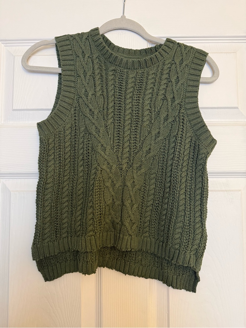 Rachel Zoe Cotton Blend Cable Knit Sleeveless Sweater Vest - Olive Green
